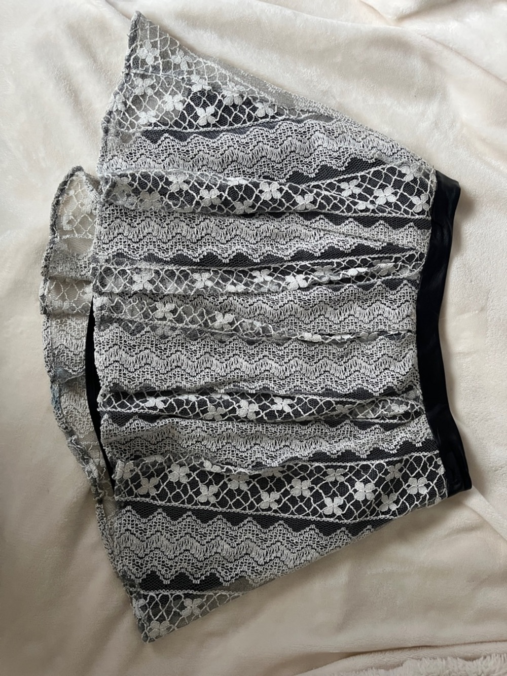 BCBGeneration Black and White Lace Mini Skirt